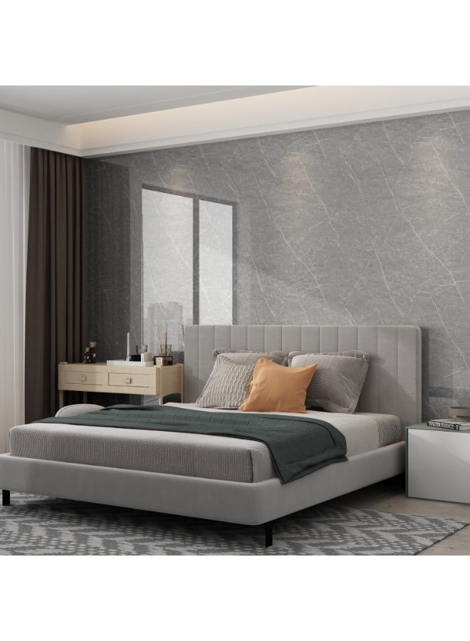 بريفو لفة ملصق جدار من الفوم السميك بتصميم رخام لامع باللون الرمادي، مقاس كبير 120 × 300 سم، مقاومة للماء والزيت، ورق جدران ذاتي اللصق لغرف النوم والمعيشة والحمام والجدران الديكورية - Image 4