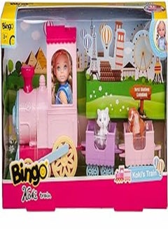 Bingo Bingo Koki Doll with Pets and Train, 4 Pieces - Multi Color 