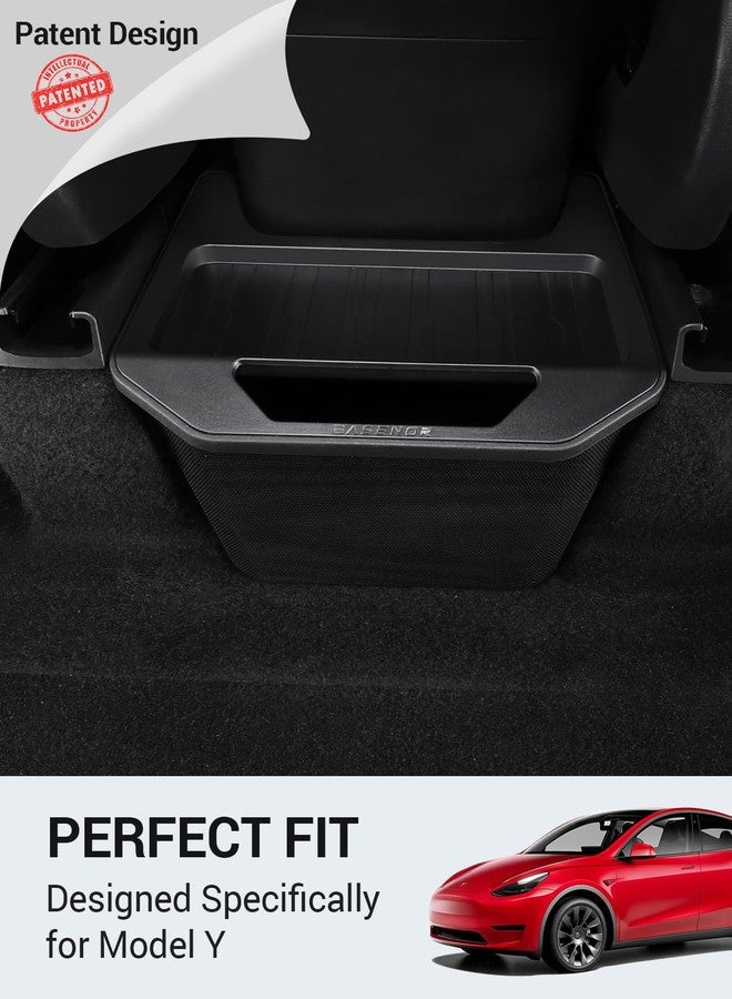 منظم سلة المهملات المُطوّر من BASENOR 2024 لسيارة موديل Y، منظم وحدة التحكم المركزية الخلفية، صندوق خلفي، صندوق تخزين المقعد الخلفي من مادة TPE، سلة مهملات بغطاء مانع للانزلاق، ملحقات موديل Y من الجيل الثاني - Image 2