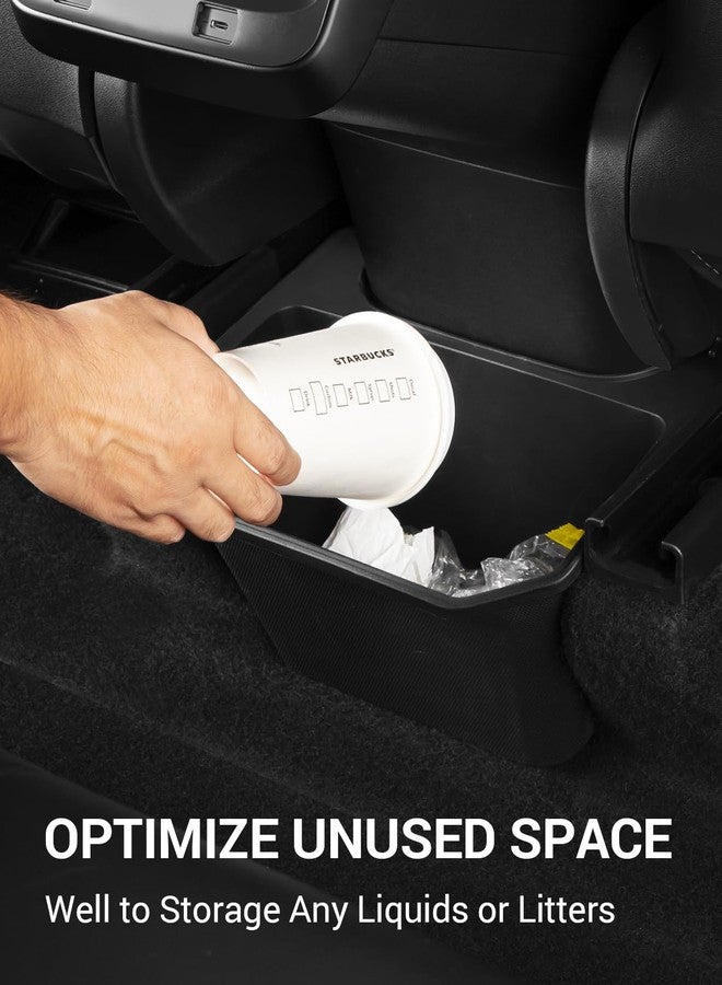 منظم سلة المهملات المُطوّر من BASENOR 2024 لسيارة موديل Y، منظم وحدة التحكم المركزية الخلفية، صندوق خلفي، صندوق تخزين المقعد الخلفي من مادة TPE، سلة مهملات بغطاء مانع للانزلاق، ملحقات موديل Y من الجيل الثاني - Image 3