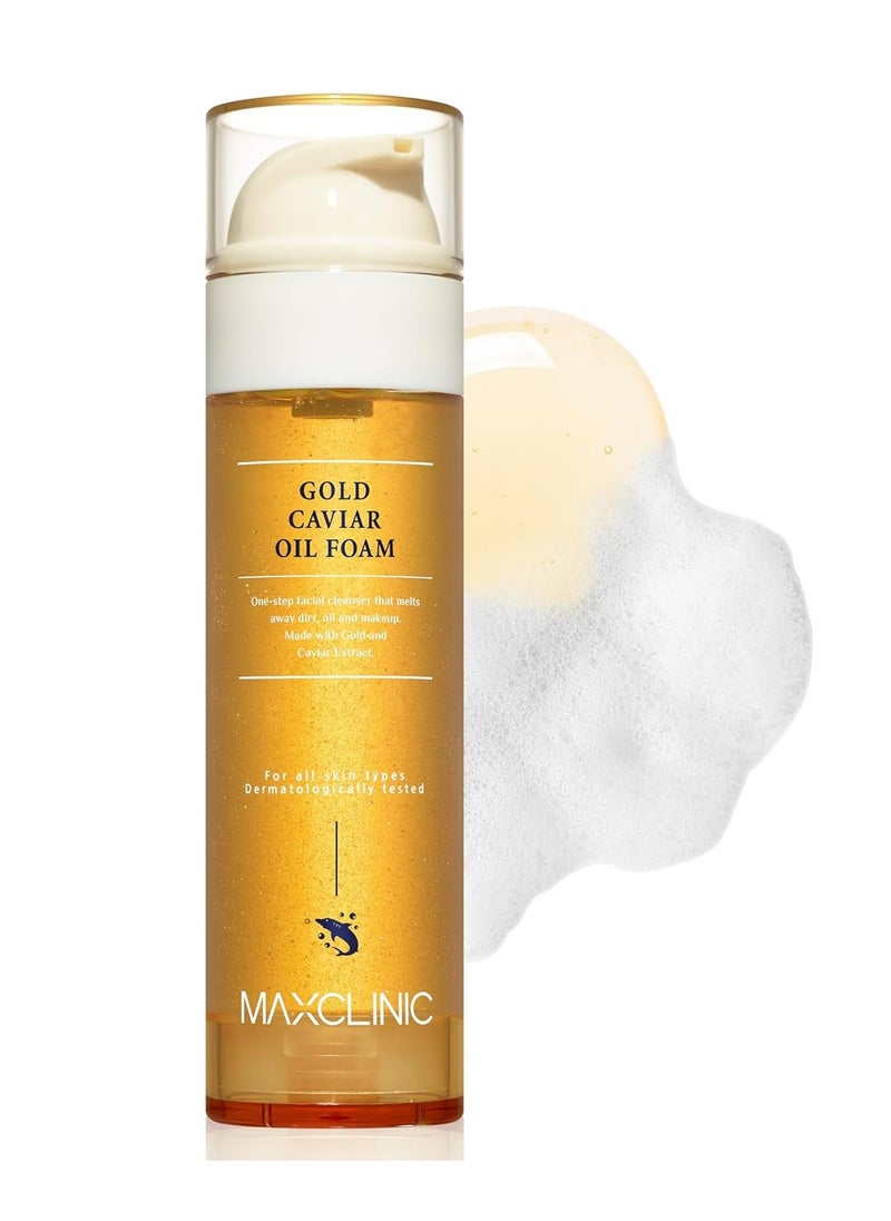 maxclinic [K-Beauty] Gold Caviar Oil to Foam - All-in-One Korean Face Wash Oil Based Foaming Facial Cleanser - Age-Defying, Moisturizing & Skin Firming Makeup Deep Cleansing Oil for Sagging Skin (3.88 fl oz)  - Image 1