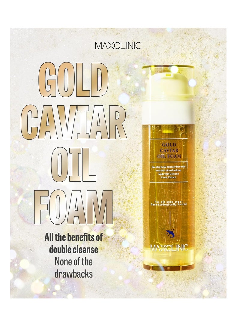 maxclinic [K-Beauty] Gold Caviar Oil to Foam - All-in-One Korean Face Wash Oil Based Foaming Facial Cleanser - Age-Defying, Moisturizing & Skin Firming Makeup Deep Cleansing Oil for Sagging Skin (3.88 fl oz)  - Image 2