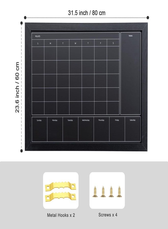 Aitakatta 3-in-1 Chalkboard Calendar for Wall, Magnetic Monthly & Weekly Calendar, 31.5x23.6 inches Blackboard for Wall with Black Wood Frame, Hanging Chalkboard for Decor/Memo(YL+ZL-HB-BK,6080) - Image 2