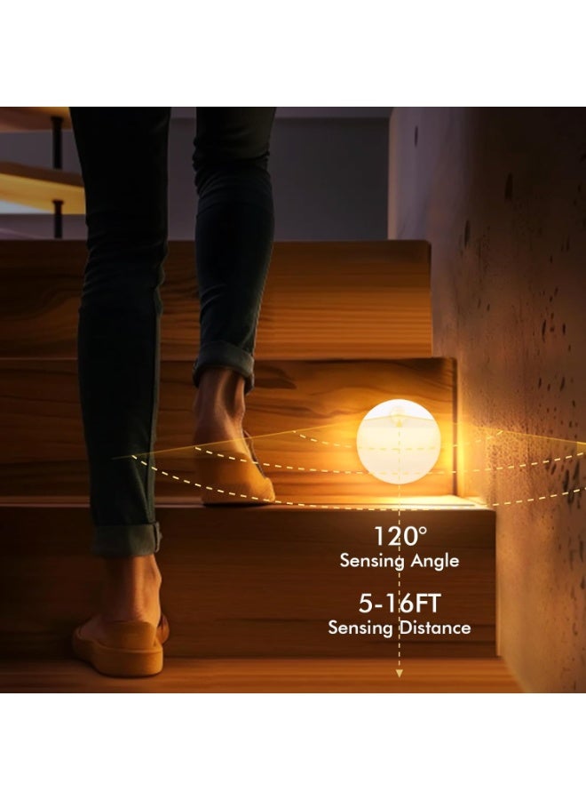 3 Pack Motion Sensor Stair Light for Indoor, Battery Operated Closet Lights, Led Stick On Puck Lighting Night Lamp, Motion Activated Lamps for Step, Cabinet, Hallway, Bathroom - Image 2