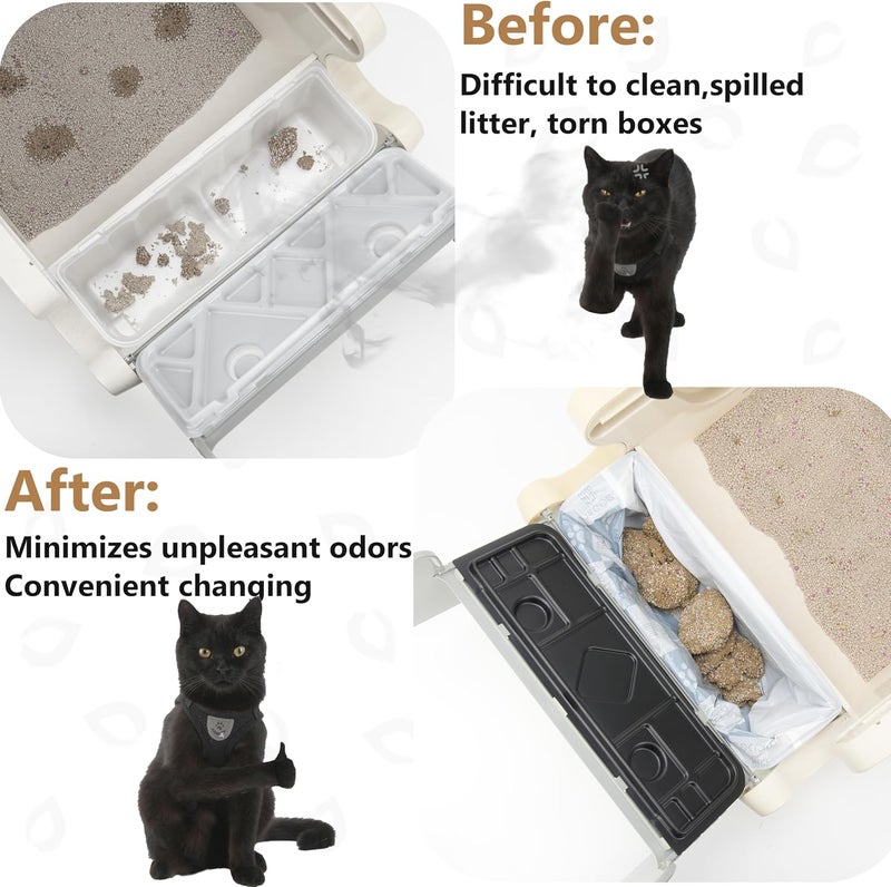 LUVCOSY 1 Permanent Waste Receptacles with 40 PCS Litter Box Liner for Littermaid 1St/2nd Edition Automatic Cat Litter Box, Litter Tray with Cat Litter Liners, Easy-Tie Handles (Machine NOT Included) - Image 4