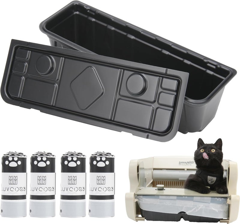 LUVCOSY 1 Permanent Waste Receptacles with 40 PCS Litter Box Liner for Littermaid 1St/2nd Edition Automatic Cat Litter Box, Litter Tray with Cat Litter Liners, Easy-Tie Handles (Machine NOT Included) - Image 1