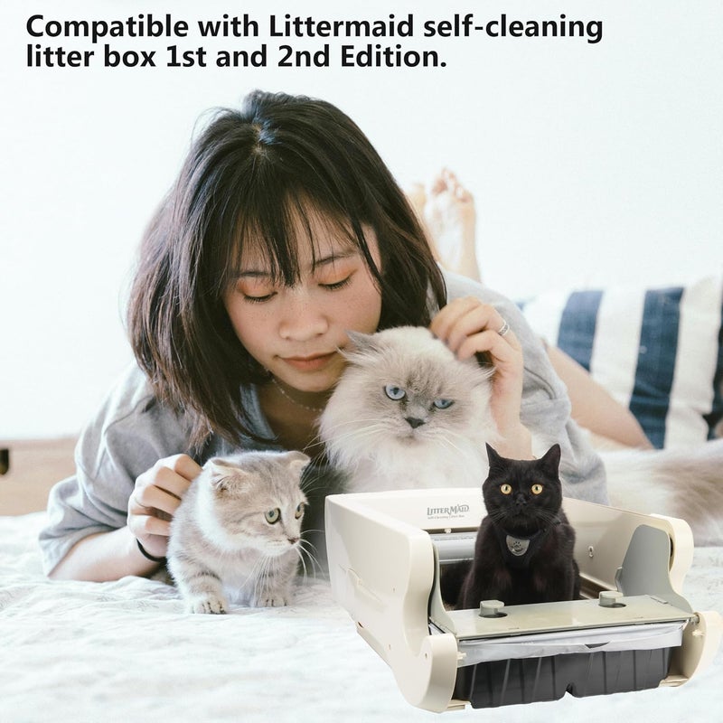 LUVCOSY 1 Permanent Waste Receptacles with 40 PCS Litter Box Liner for Littermaid 1St/2nd Edition Automatic Cat Litter Box, Litter Tray with Cat Litter Liners, Easy-Tie Handles (Machine NOT Included) - Image 2