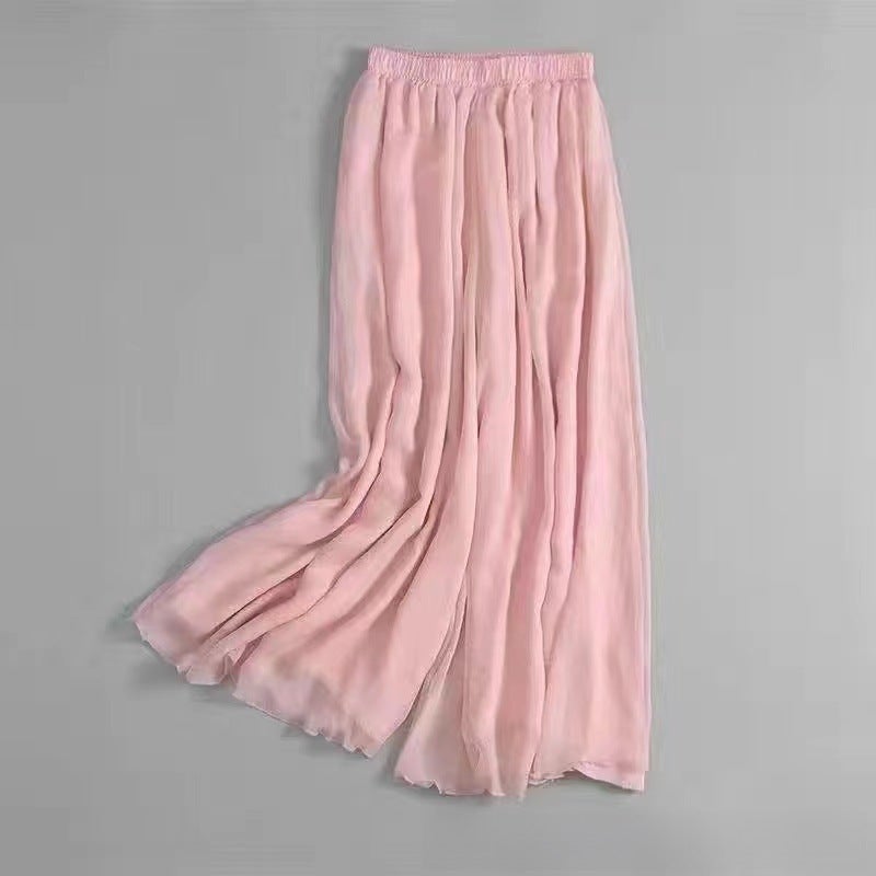 Elegant Chiffon Palazzo Pants for Dance Pink trousers [pants length 96cm]