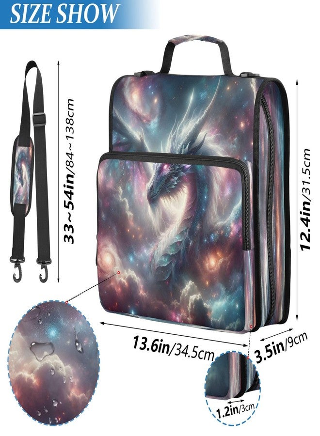 Kigai Galactic Dragon 3 Ring Zipper Binder with Handle & Shoulder Strap Trapper Keeper Expanding File Multiple Pockets Binder Organizer - Image 3