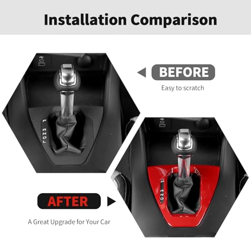 RT-TCZ RTTCZ Gear Shift Panel Cover Trim Center Console Interior Accessories for Ford Mustang 2024 2025Automatic Gear Red - Image 3