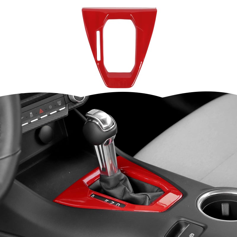 RT-TCZ RTTCZ Gear Shift Panel Cover Trim Center Console Interior Accessories for Ford Mustang 2024 2025Automatic Gear Red - Image 2