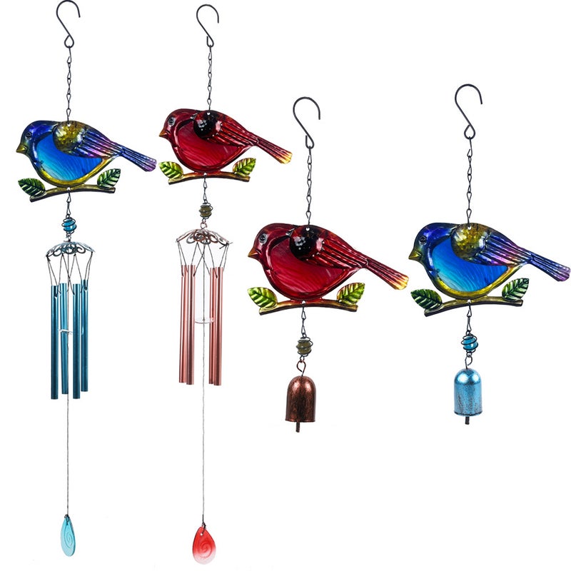 Bird Garden Wind Chimes Creative Design Metal Glass Painted Wind Chimes For Home Garden Courtyard Decoration - Image 2