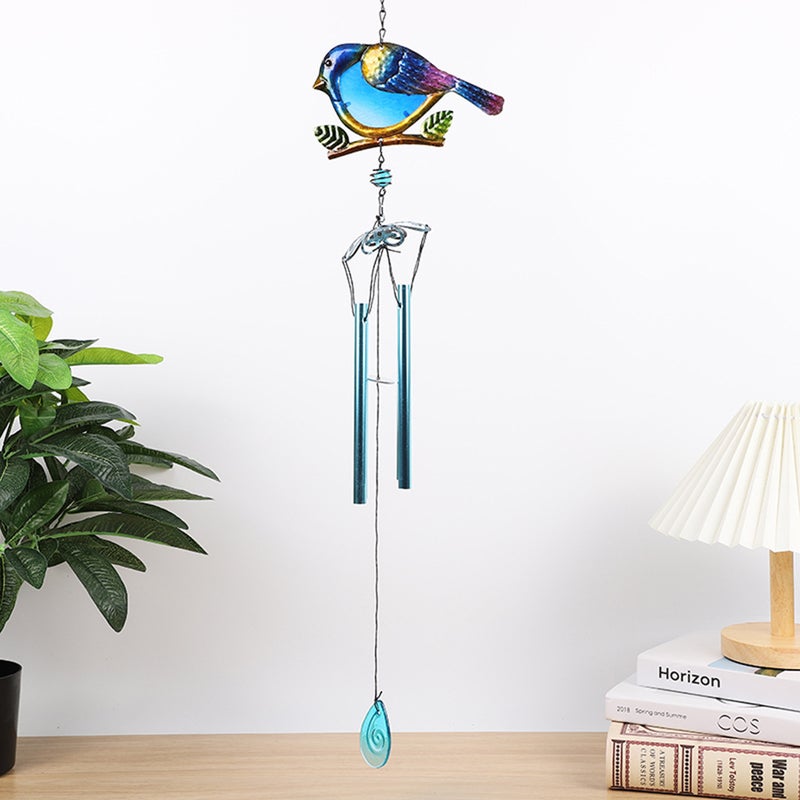Bird Garden Wind Chimes Creative Design Metal Glass Painted Wind Chimes For Home Garden Courtyard Decoration - Image 4