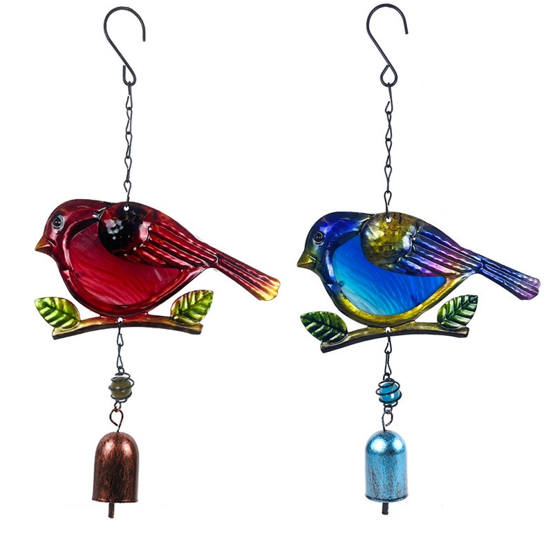 Bird Garden Wind Chimes Creative Design Metal Glass Painted Wind Chimes For Home Garden Courtyard Decoration - Image 5