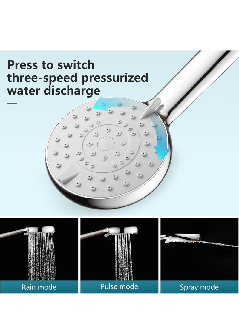 BRIMIX - BRIMIX High Pressure Handheld Massage Shower Head with Hose Spray Modes Rainfall Spa Increase Pressure Self Cleaning Powerful 3 Settings Hand Shower - Image 1
