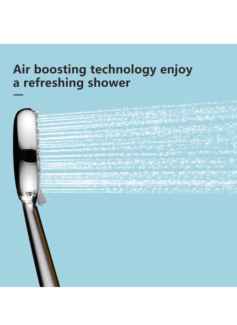 BRIMIX - BRIMIX High Pressure Handheld Massage Shower Head with Hose Spray Modes Rainfall Spa Increase Pressure Self Cleaning Powerful 3 Settings Hand Shower - Image 1