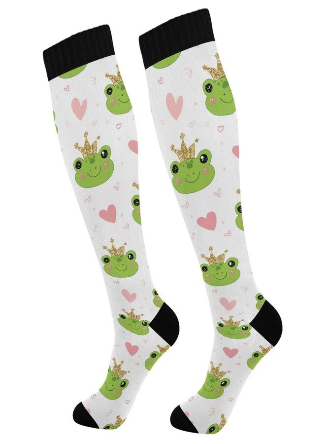Wusikd Cute Frogs Crowns Compression Socks for Women and Men Circulation Long Socks for Athletic Running 1 - Image 1