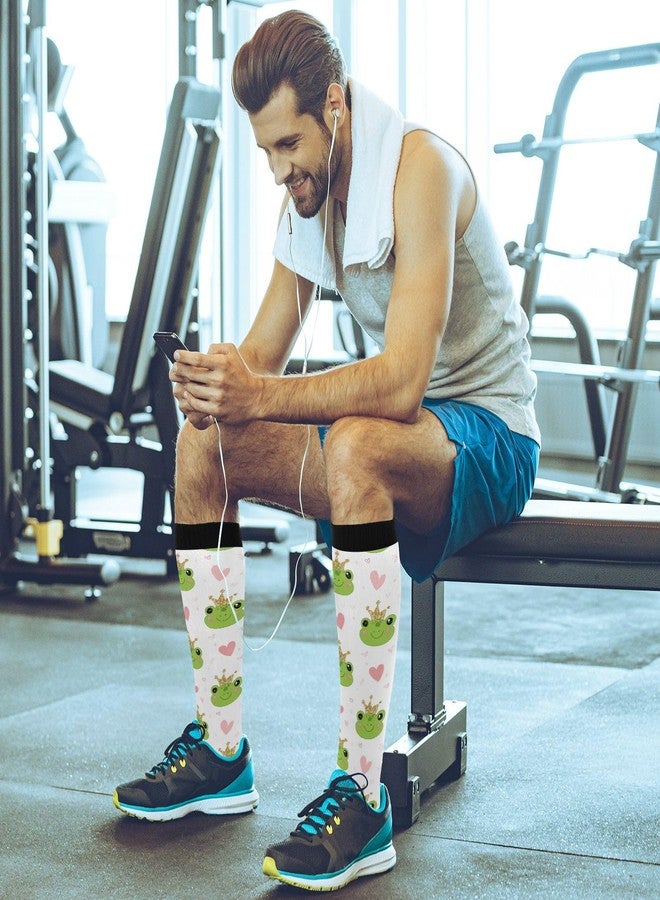 Wusikd Cute Frogs Crowns Compression Socks for Women and Men Circulation Long Socks for Athletic Running 1 - Image 3