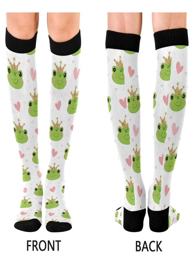 Wusikd Cute Frogs Crowns Compression Socks for Women and Men Circulation Long Socks for Athletic Running 1 - Image 4