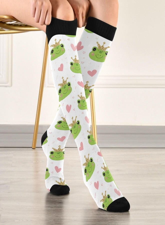 Wusikd Cute Frogs Crowns Compression Socks for Women and Men Circulation Long Socks for Athletic Running 1 - Image 2