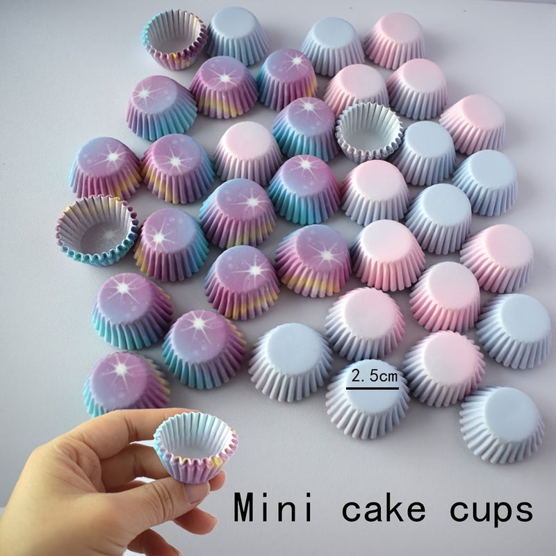 Starry Sky Mini Mushroom Cake Mold 100pcs Paper Cup Baking Liners 0.98inch - Image 1