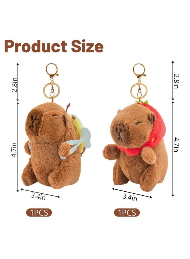 EOKPHULL Capybara Plush Keychain (Bee Bag, Strawberry Hood) - Image 5