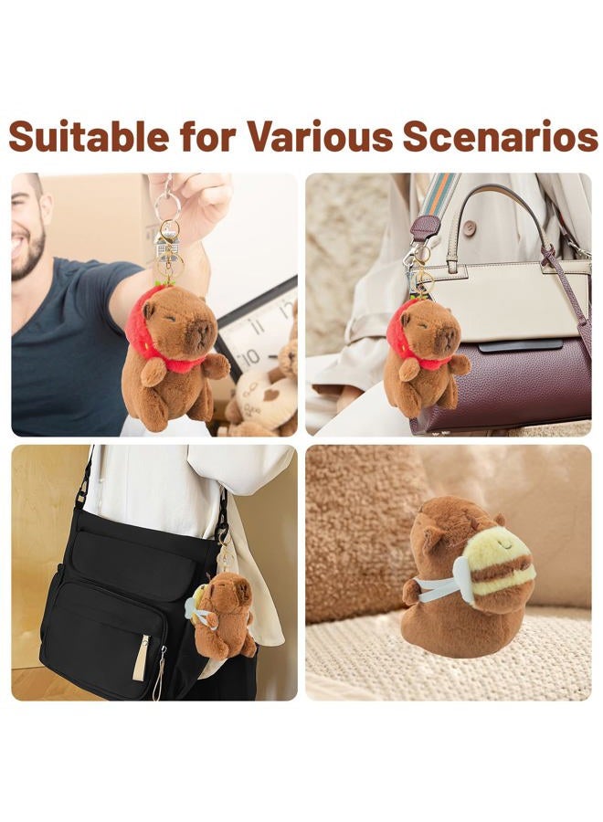 EOKPHULL Capybara Plush Keychain (Bee Bag, Strawberry Hood) - Image 2