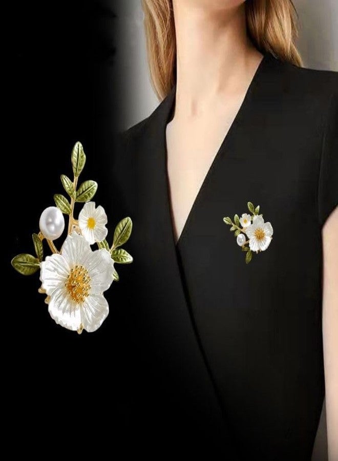 MASTYLE® Flower Shell Brooch All-Match Pin Accessory for Women Dress Shirt Blazer | White - Image 4