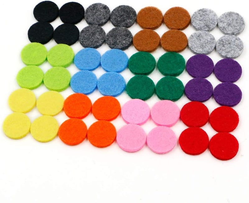 RoyAroma 17mm (2/3 inch) Replacement Felt Pads(48 Pieces) for 25mm Essential Oil Diffuser Locket Pendant Necklace with 12 Colors 