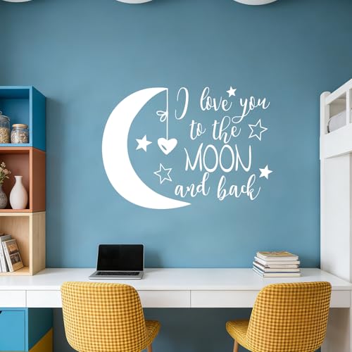 BATTOO I Love You To The Moon and Back- Moon and Stars Wall Sticker Baby Nursery Wall Decor - Kids Room Wall Decal Quotes - Baby Crib Wall Decor(white, 22"WX16"H) - Image 5