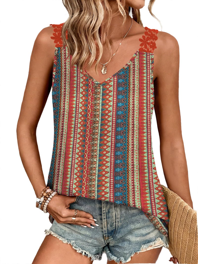 Sipaya Womens Tank Tops Sleeveless Tops for Women Flowy Loose Fit Trendy Spring Beach Vacation Clothes Camisole Valentine Shirts Red Boho XL - Image 4