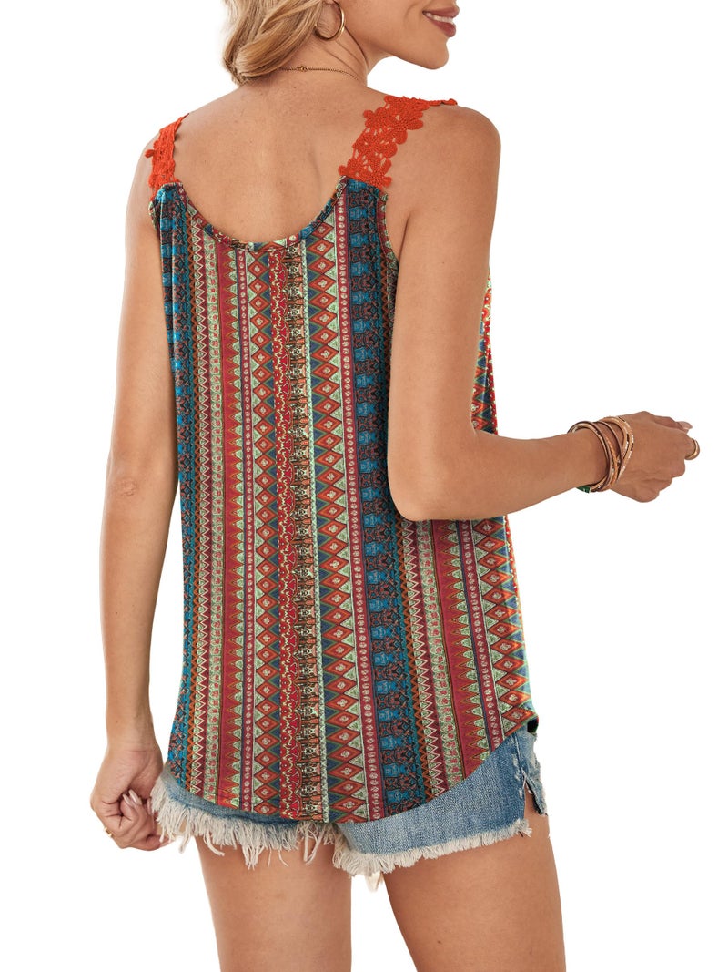 Sipaya Womens Tank Tops Sleeveless Tops for Women Flowy Loose Fit Trendy Spring Beach Vacation Clothes Camisole Valentine Shirts Red Boho XL - Image 5