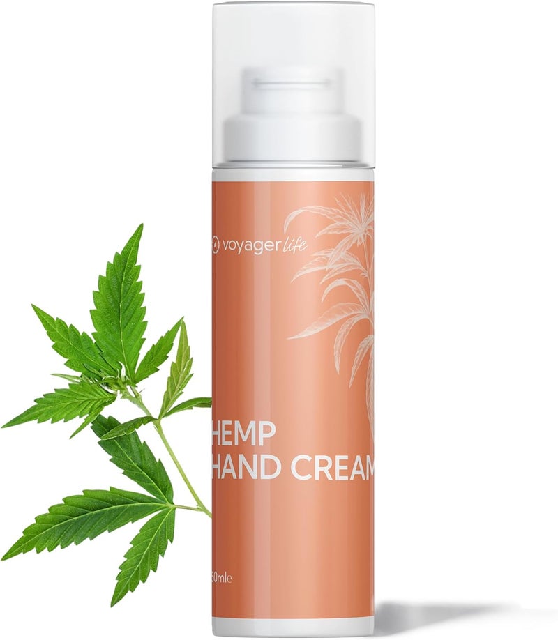 Voyager Hemp Hand Cream with ColdPressed Hemp Seed Oil Vitamin E Sunflower Oil Fast Absorbing NonGreasy Airless Pump Moisturises Repairs Protects Dry Hands 50ml