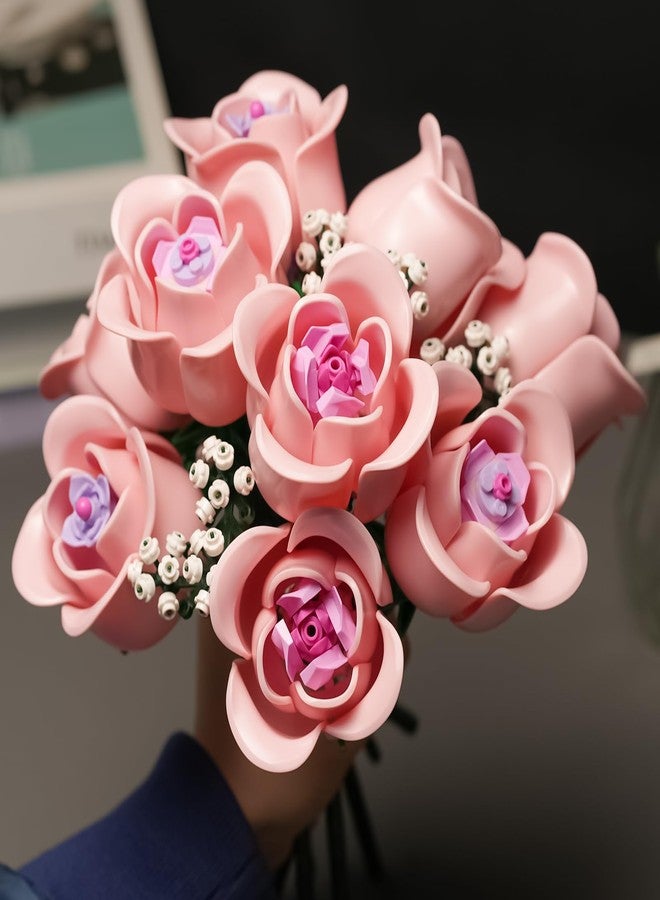 ENJBRICK Roses Flowers Building Set for Adults, Everlasting Botanical Floral Centerpiece, Aesthetic Mother's Day Home Decor, Beautiful Anniversary 615 Pcs - Image 2
