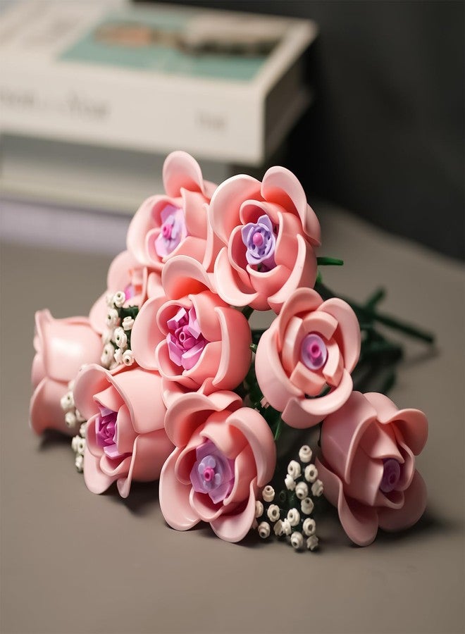 ENJBRICK Roses Flowers Building Set for Adults, Everlasting Botanical Floral Centerpiece, Aesthetic Mother's Day Home Decor, Beautiful Anniversary 615 Pcs - Image 5