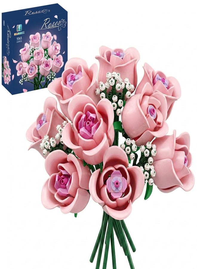 ENJBRICK Roses Flowers Building Set for Adults, Everlasting Botanical Floral Centerpiece, Aesthetic Mother's Day Home Decor, Beautiful Anniversary 615 Pcs - Image 1