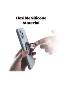 KASTWAVE KASTWAVE Phone Grip Strap Holder Elastic Silicone Cell Phone Gripper for Back of Phone Loop Finger Holder for Hand, Compatible with iPhone, Samsung, Android Smart Phone, 2pcs (Black/Grey)  - Image 5