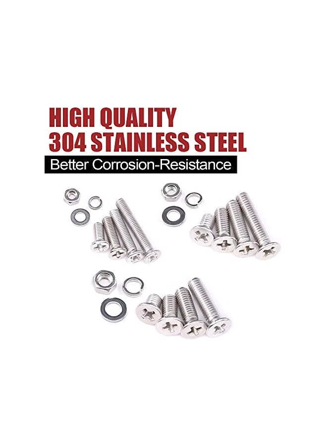 Hilitchi 705-Pcs M3 M4 M5 Phillips Flat Head Machine Screws Bolts Nuts Flat and Lock Washers Assortment Kit, 304 Stainless Steel, 8 to 20mm Length, Full Thread - Image 4