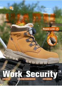 VICTGOAL Brown Winter cotton high top Kevlar sole work shoes, steel toe shoes, safety shoes, workwear boots,brown  - Image 3