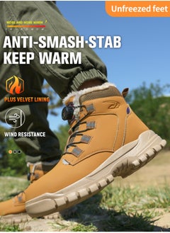 VICTGOAL Brown Winter cotton high top Kevlar sole work shoes, steel toe shoes, safety shoes, workwear boots,brown  - Image 4
