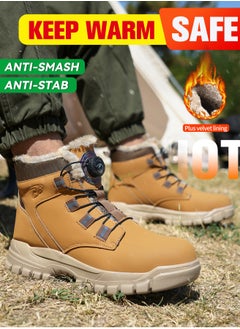 VICTGOAL Brown Winter cotton high top Kevlar sole work shoes, steel toe shoes, safety shoes, workwear boots,brown  - Image 5