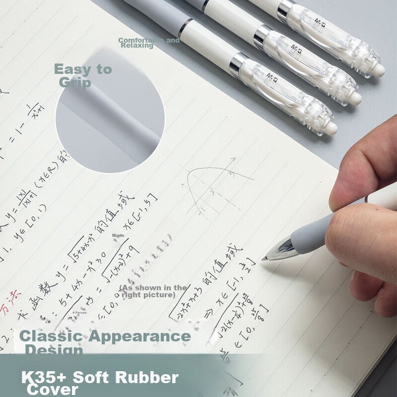 M&G Stationery K35/0.5mm Black Gel Pen, Classic Retractable Bullet Tip Signing Pen, White Barrel Ink Pen, 12 Pens/box AGPK3512 - Image 2