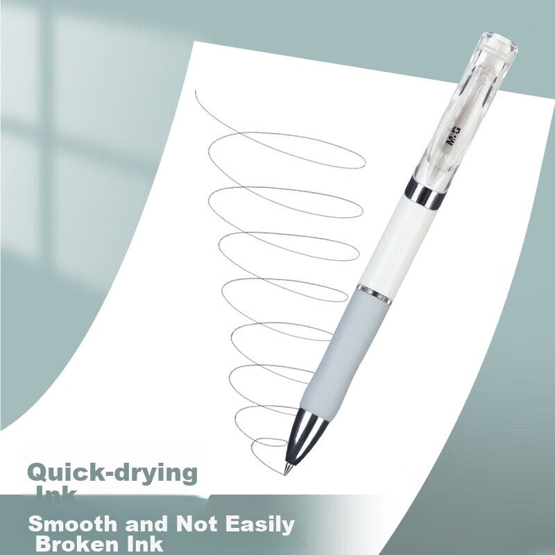 M&G Stationery K35/0.5mm Black Gel Pen, Classic Retractable Bullet Tip Signing Pen, White Barrel Ink Pen, 12 Pens/box AGPK3512 - Image 4