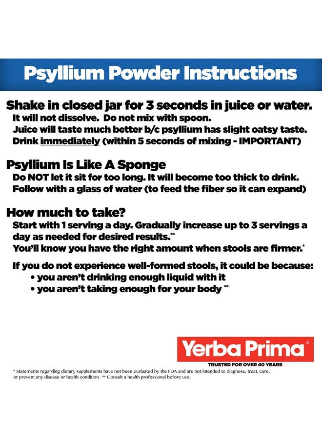 Yerba Prima Psyllium Husk Powder - 24 oz - Fine Ground, Unflavored, Sugar Free - Natural Fiber Supplement - Also for Baking - Contains Both Soluble & Insoluble Bulk for Regularity Support - Image 3
