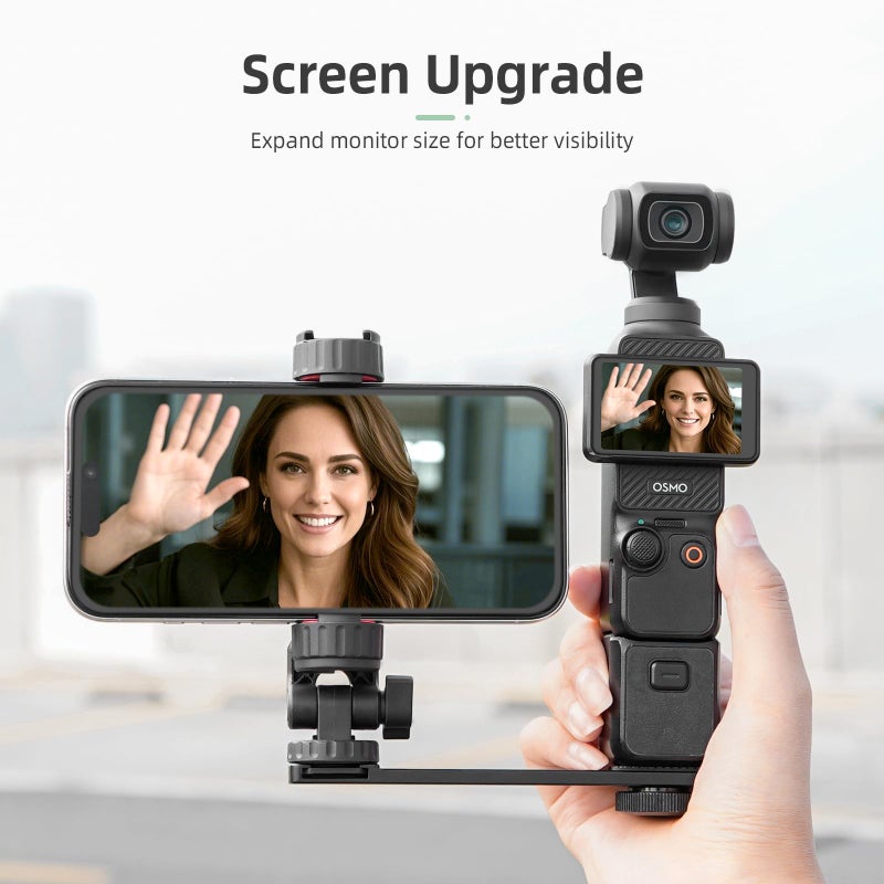BRDRC Pocket 3 Phone Holder Mount, Metal Expansion Adapter Phone Clip with 1/4â€ Screw and Cold Shoe for DJI Osmo Pocket 3 Creator Combo Accessories - Can be Used with Tripod Selfie Stick - Image 2