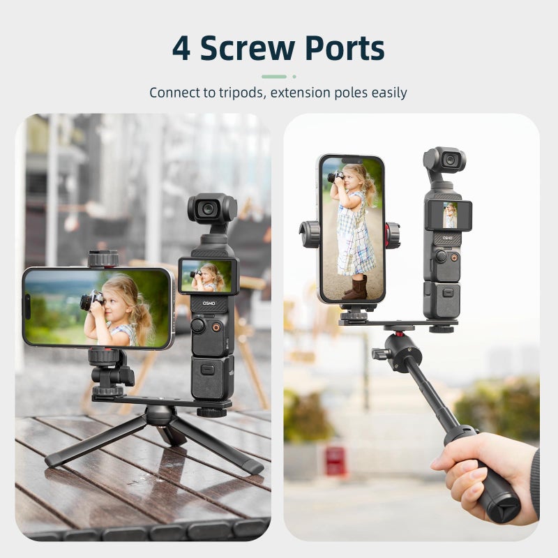 BRDRC Pocket 3 Phone Holder Mount, Metal Expansion Adapter Phone Clip with 1/4â€ Screw and Cold Shoe for DJI Osmo Pocket 3 Creator Combo Accessories - Can be Used with Tripod Selfie Stick - Image 3