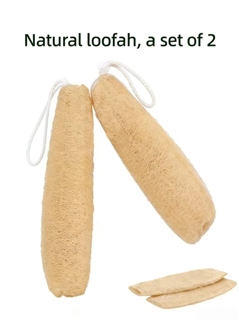Loucky Natural Egyptian Loofah-2pcs, 100% Organic Exfoliating Loofa, Eco-Friendly Biodegradable Body Scrubber, Exfoliating Bath Sponge, Unscented No Bleach（35-40cm ） - Image 1