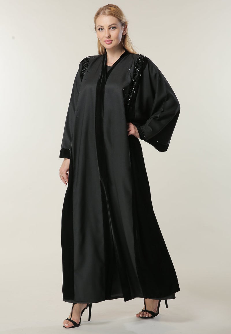 Moistreet Embroidered Flared Sleeve Abaya - Image 1