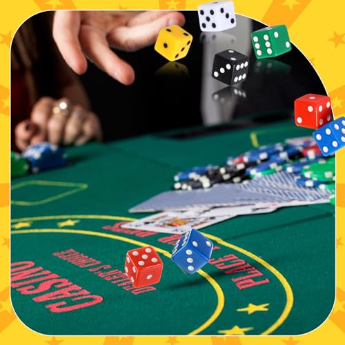 Seenelling 36 Piece 19mm Casino Theme Party Dice Sets Acrylic Large D6 Opaque Dice Bulk for Board Games Birthday Theme Party Supply Classic Color - Image 5