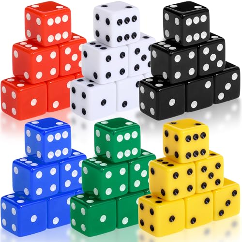 Seenelling 36 Piece 19mm Casino Theme Party Dice Sets Acrylic Large D6 Opaque Dice Bulk for Board Games Birthday Theme Party Supply Classic Color - Image 1